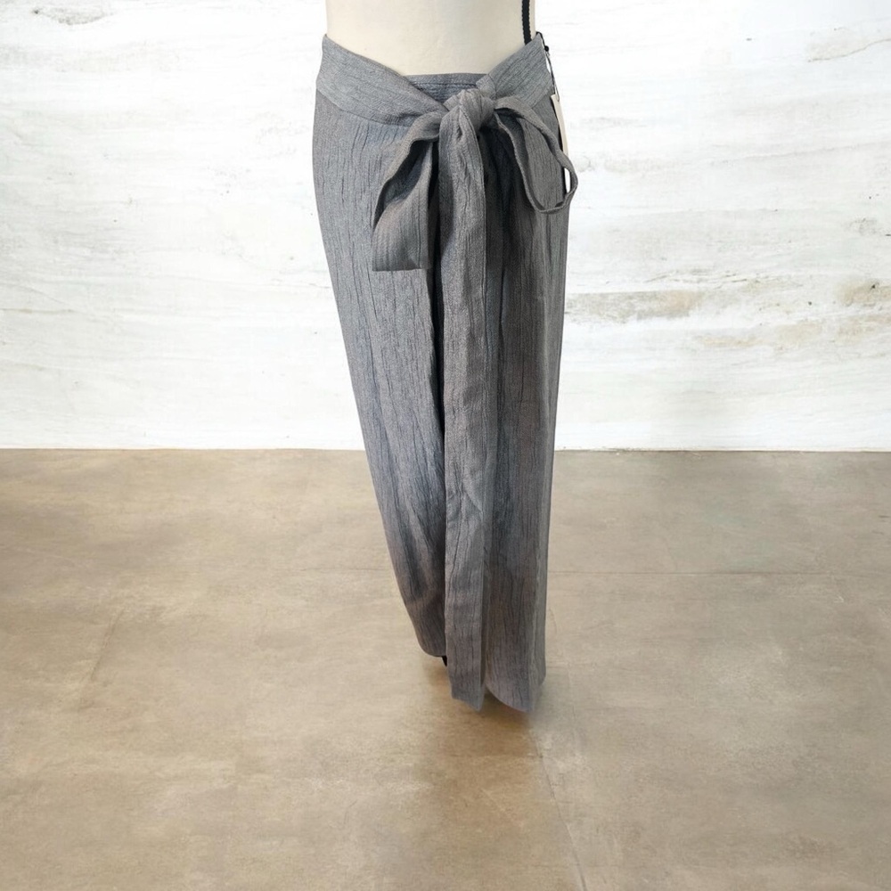 🖤 ZARA Gray Tie-Waist Wide Leg Pants | Size M | NWT